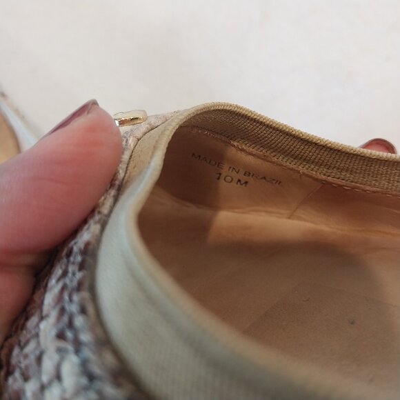 Kate Spade Ballet Flats Shoes Womens 10 Beige Python Embossed Kora Leather Logo - Picture 11 of 11